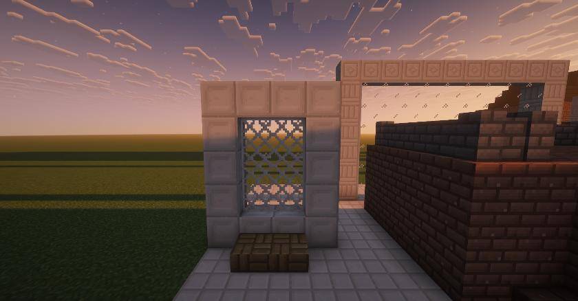 Leaded glass panes in a concrete wall