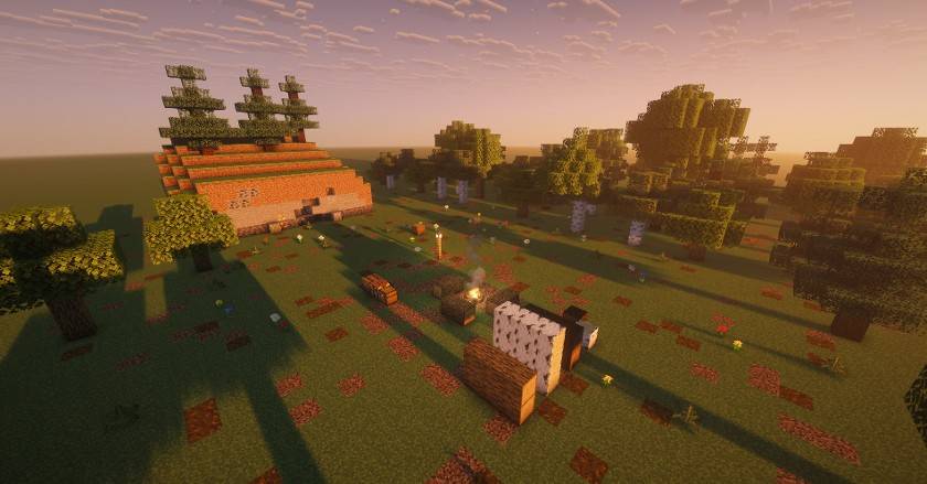 The lumber camp at sunset