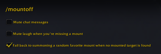 /mountoff settings
