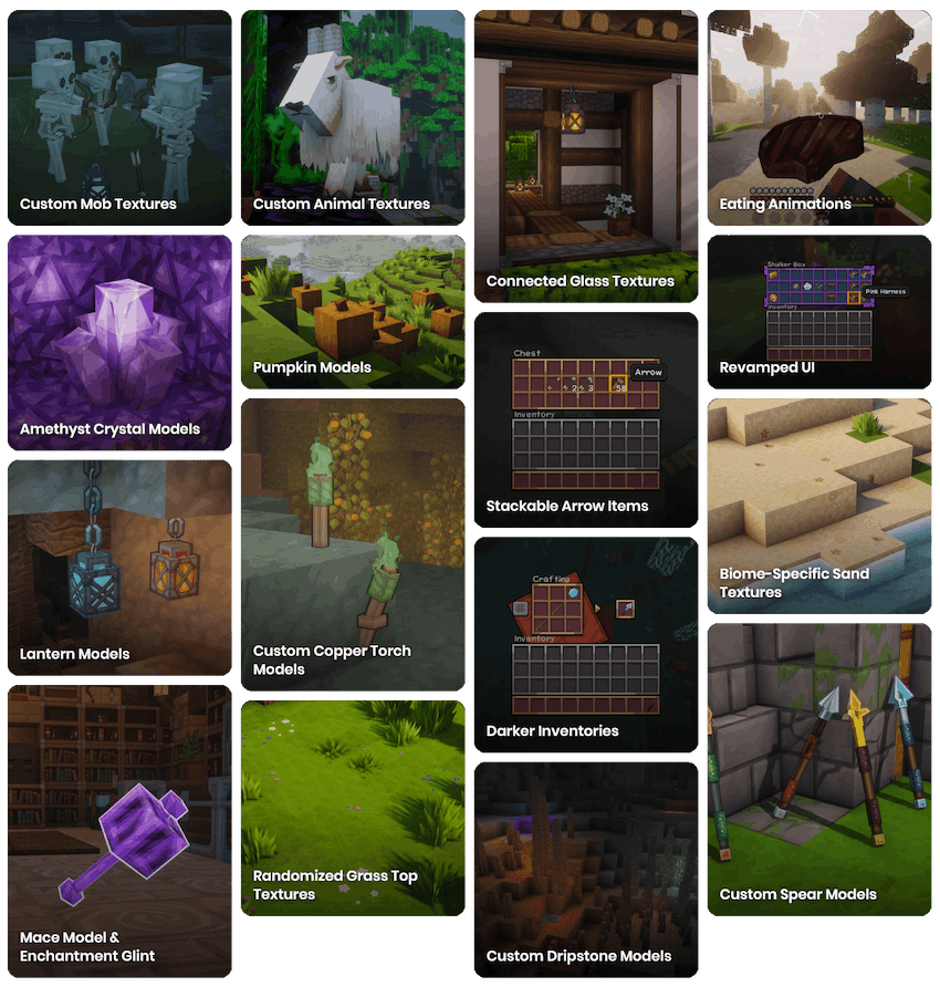 Sapixcraft resource pack features