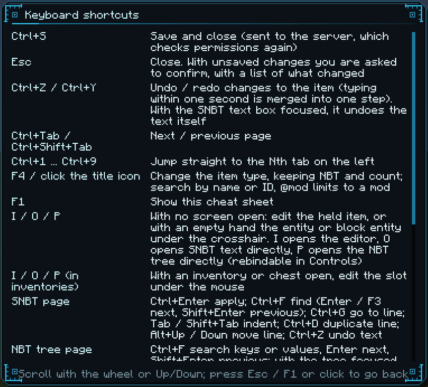 Keyboard shortcuts