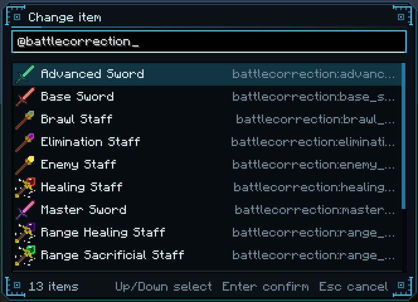 Change item window