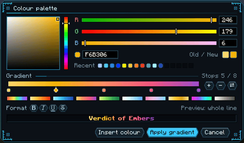 Colour palette