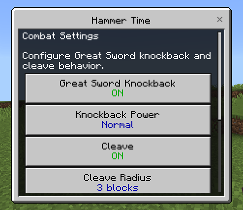 Hammer Time Great Sword Cleave settings