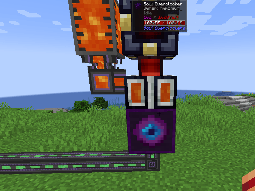 Overclocker overclocking a Thermal Dynamo. Soul Power displayed on WAILA