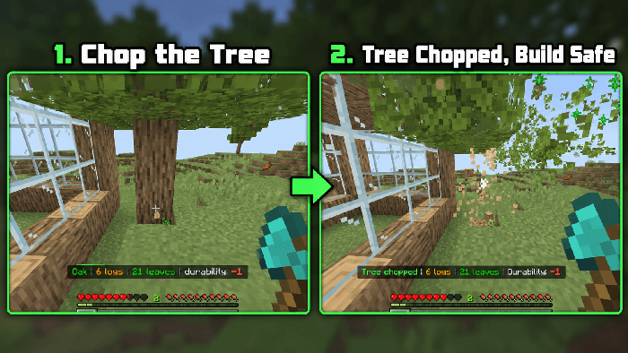 Definitive Tree Capitator | Tree Chopper, Auto Replant & Custom Axes — Minecraft Bedrock addon, screenshot 1