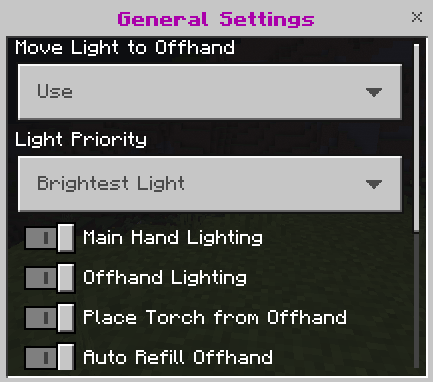 Torch Offhand personal settings