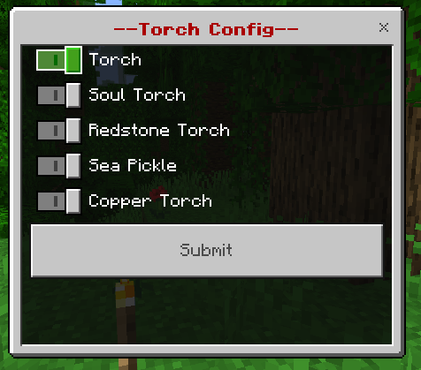 Torch OffHand Light Source Settings