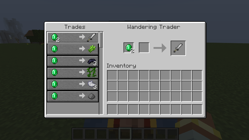 The item in the trading menu