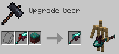 Image shows a smithing recipee using no templante, a diamond crimosonthorn and a warped nylium, the result is a diamond warpedthorn