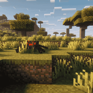 Spider crawling down a block