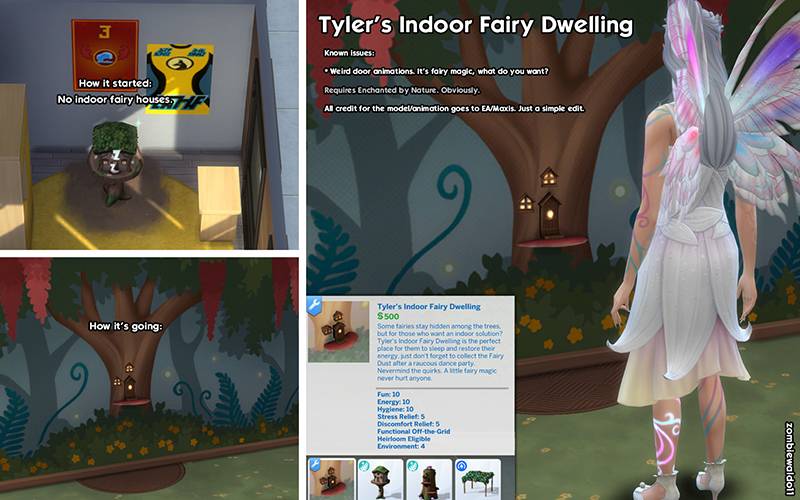 Sims 4 Fairy House that is 1x1 and wallmounted