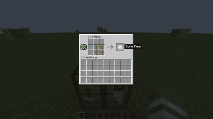 Crafting recipe: 4 Dead Bushes to 4 Bone Meal in Minecraft Trahfix mod