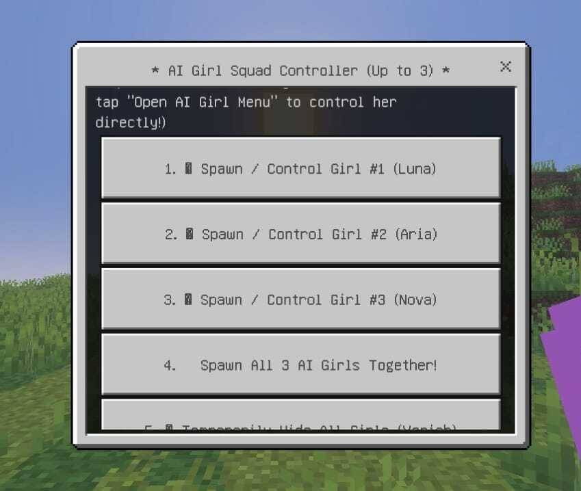 AI Girl Multiplayer — Minecraft Bedrock addon, screenshot 2