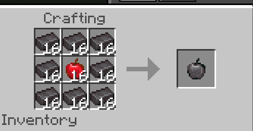 Crafting recipe for the apple.