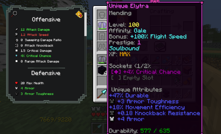 Unique Elytra lvl max, prestige 1 and 2 slot