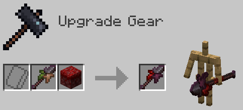 Netherite crimsonthorn smithing recipe, it requires no template/upgrade, either a netherite mossthorn or netherite warpedthorn and a crimson nylium
