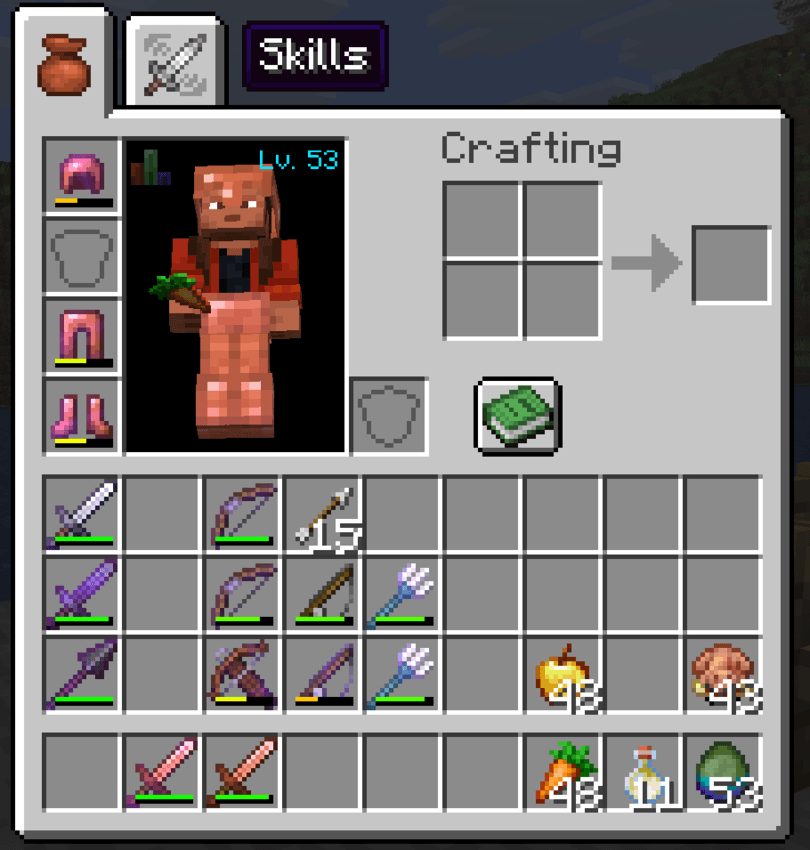 Tab inventory and Skill