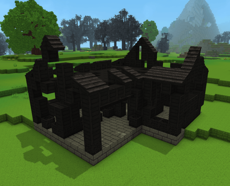 A screenshot of a burned player house.