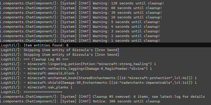 log screenshot