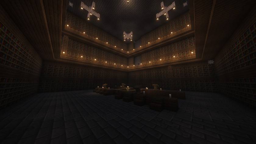 Three floors of shelves