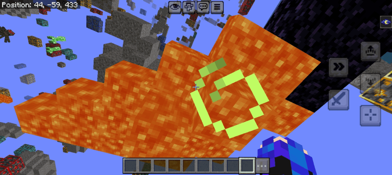 Here is an screenshot using the x-ray, you can see the lava and ores.