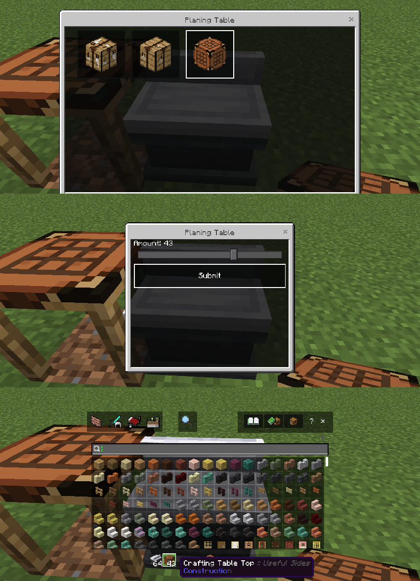 Steps to use the Planing Table