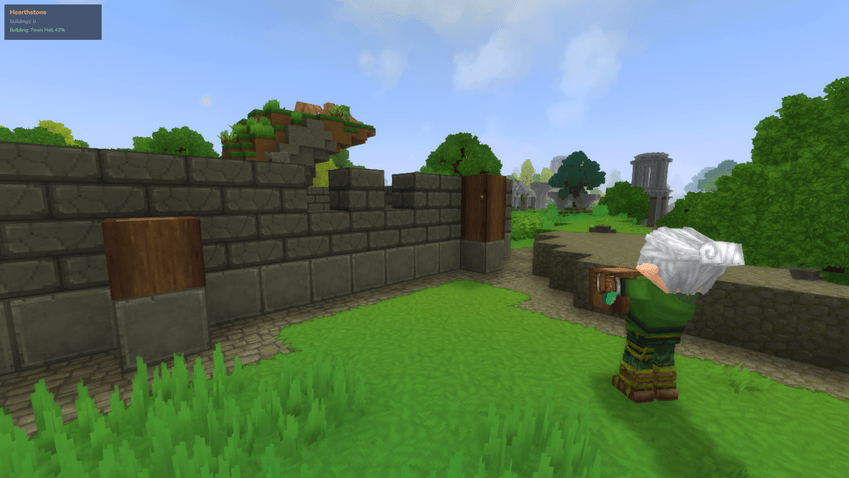 Aelin building the Town Hall — your first real structure, and the start of something bigger.