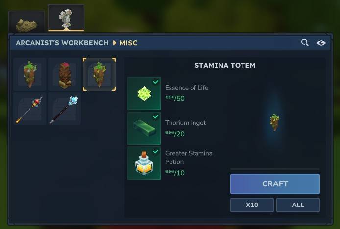 Stamina Totem Recipe