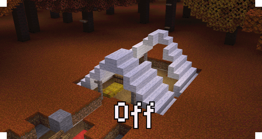 Abandoned camp structure alternating between having the texture pack on and off.