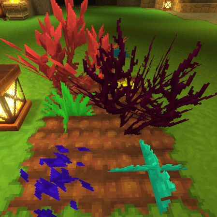 A picture of each crystal bush in various stages of growth