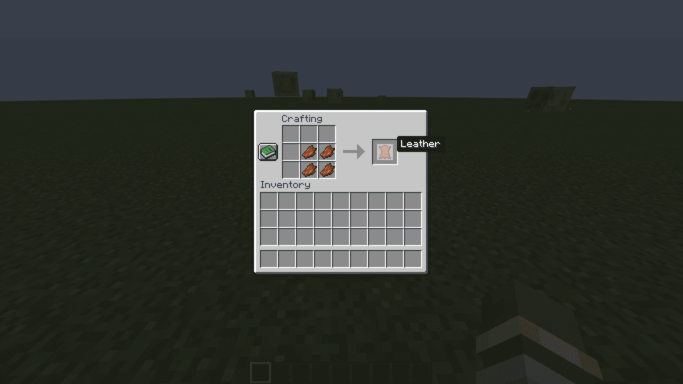 Crafting recipe: 4 Rotten Flesh to 1 Leather in Minecraft Trahfix mod