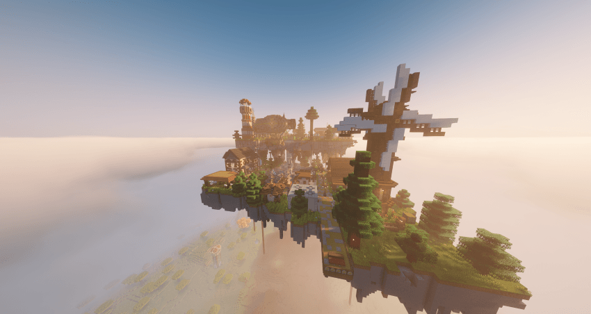 Screenshot of a modded sky island taken in game