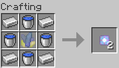 4 iron in the corners, 4 water buckets on the sides, and a weather crystal in the middle gives you 2 rainy weather cells