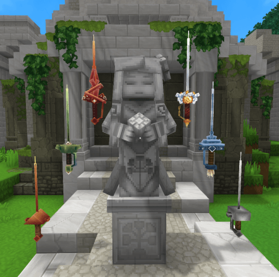 Image of the rapiers hovering by the temple