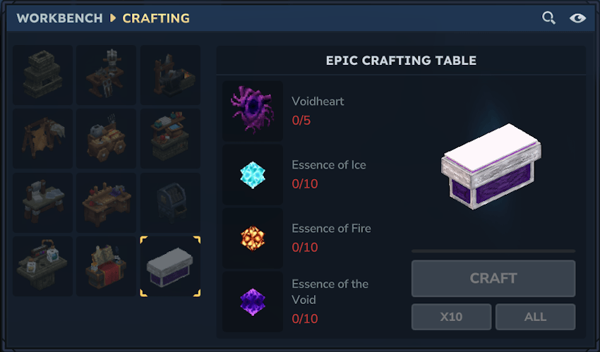Receta de Epic Crafting Table
