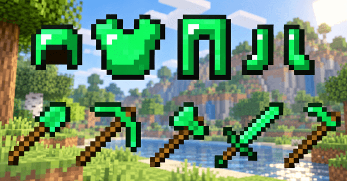 Emerald Armor and tools — Minecraft Bedrock addon, screenshot 1