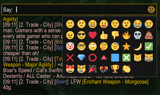 Chat with emojis and emoji picker open