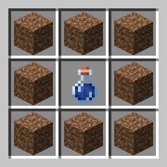 Make mud using 1 water bottle and 8 dirt!