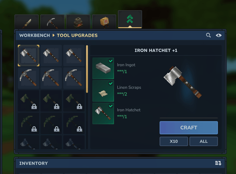 Menú de la mesa de trabajo mostrando opciones de mejora de herramientas