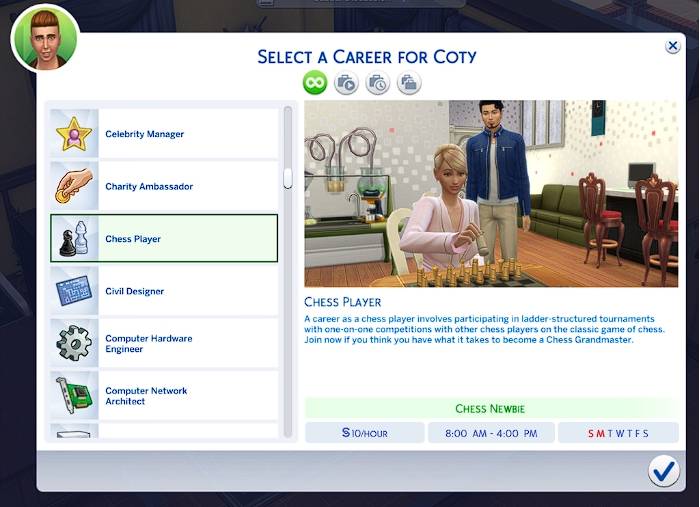 sims 4 chess player career