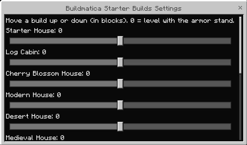 Starter Builds height settings
