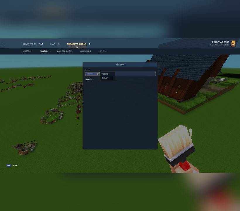 Cuadro desplegable por defecto "assets" selecciona "server"