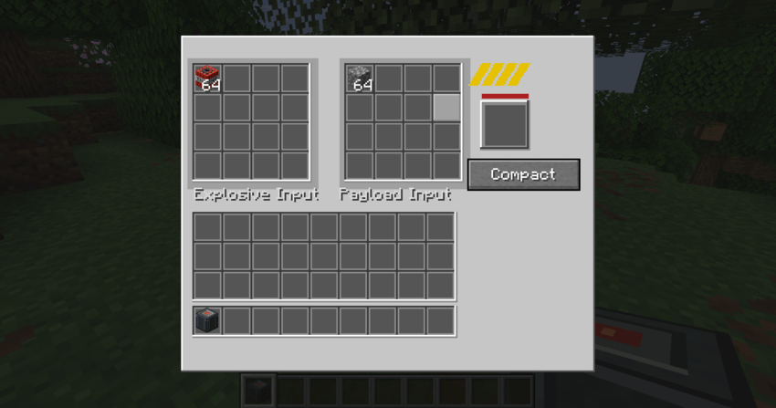 TNT Compactor interface with explosive and payload inputs.