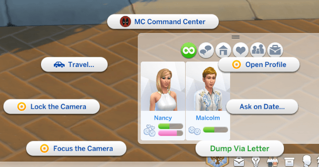 interaction in the relationship panel