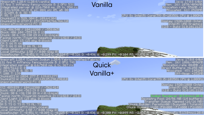 Comparison of vanilla and Quick Vanilla+