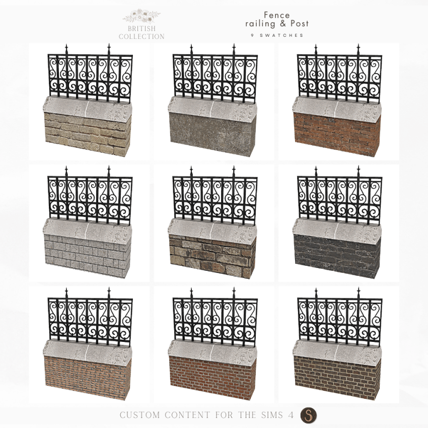 Sims4Luxury - British 2024 - Fence railing & post - The Sims 4 Build ...