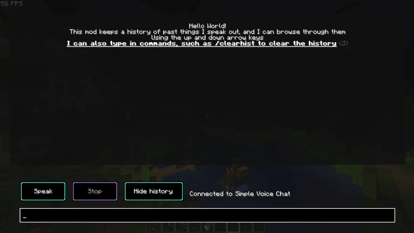 Screenshot of the mod's speech screen