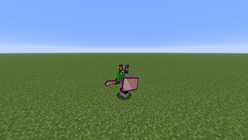 A sword and shield from the pack.