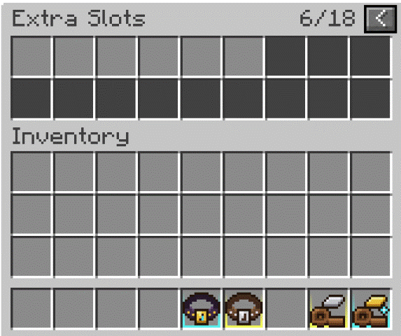 Extra Slots screen with a Utility Belt (6 of 18 slots)